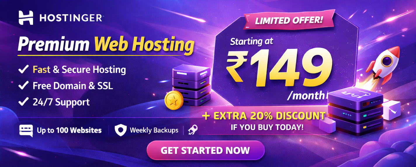 Hostinger Premium Hosting Plan - Starting at Rs 149 per month